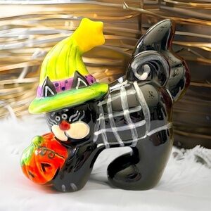Ceramic Hand Painted Halloween Black Cat